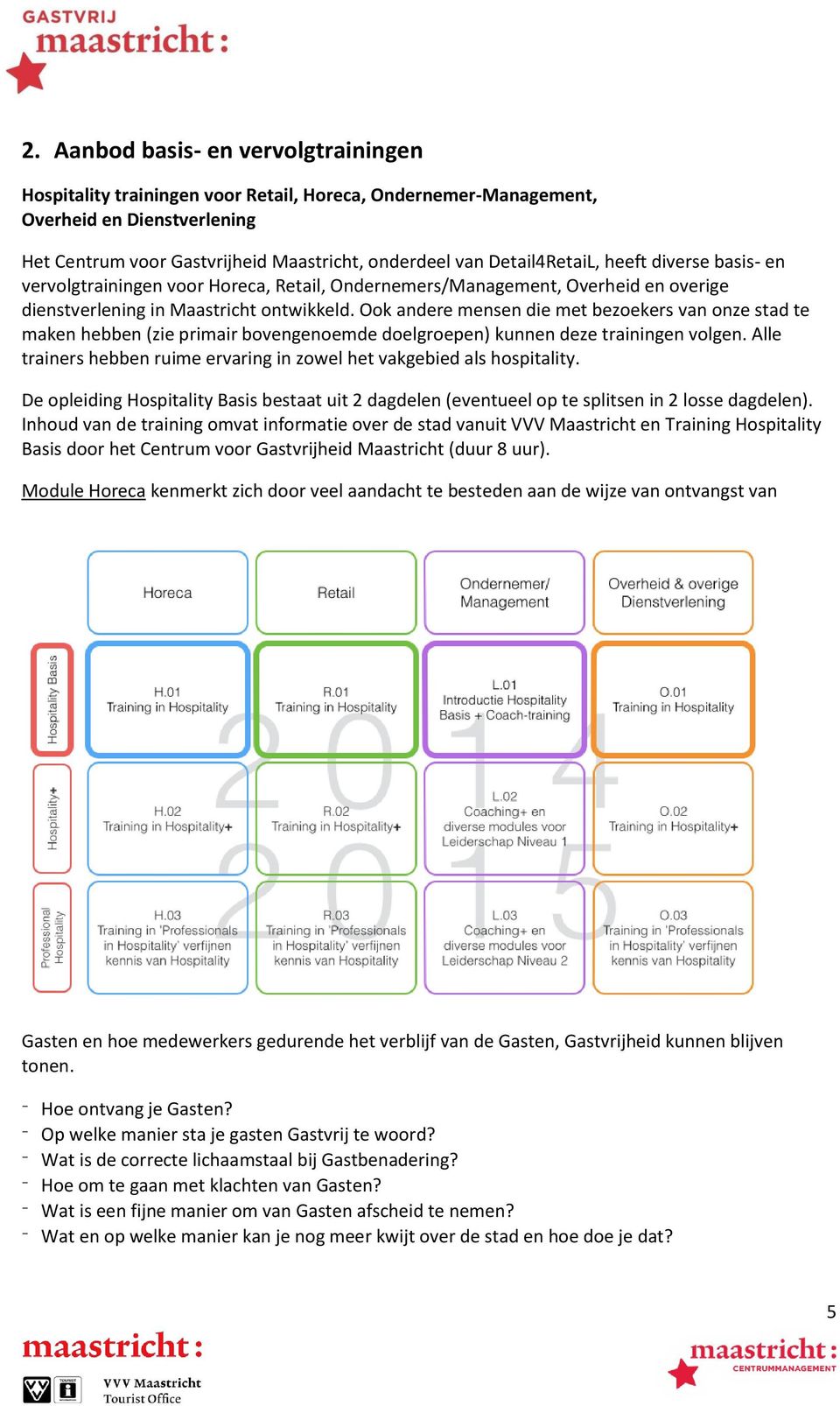 Ook andere mensen die met bezoekers van onze stad te maken hebben (zie primair bovengenoemde doelgroepen) kunnen deze trainingen volgen.