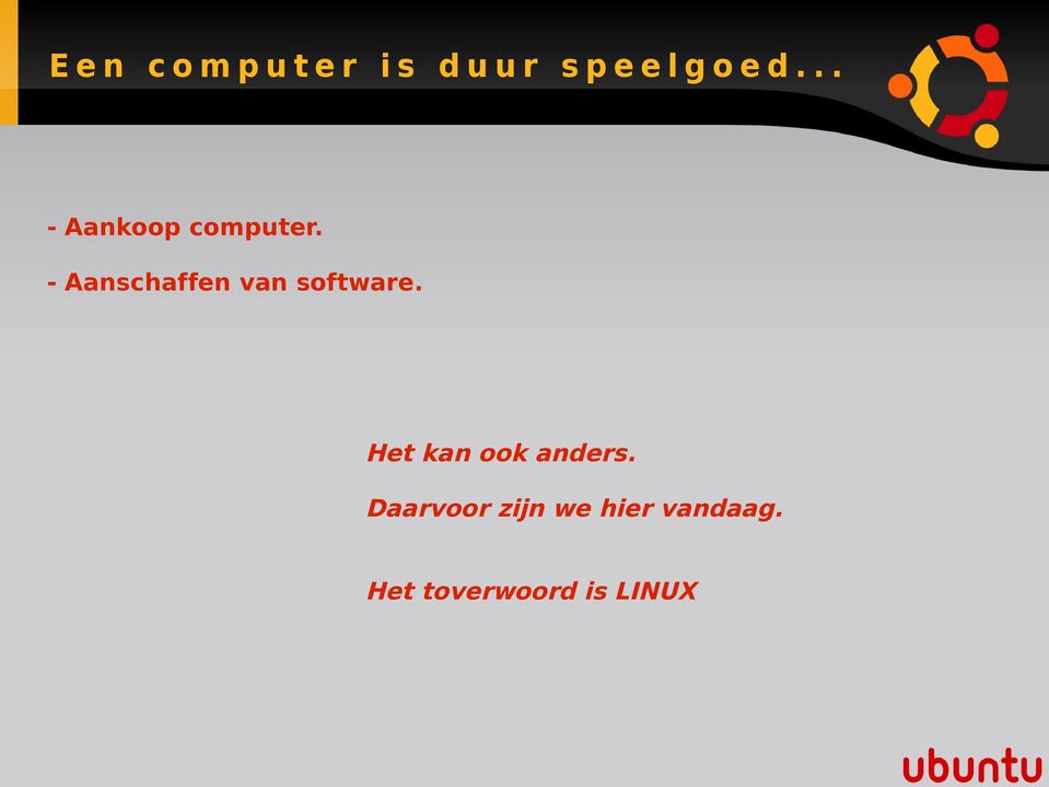 - Aanschaffen van software.