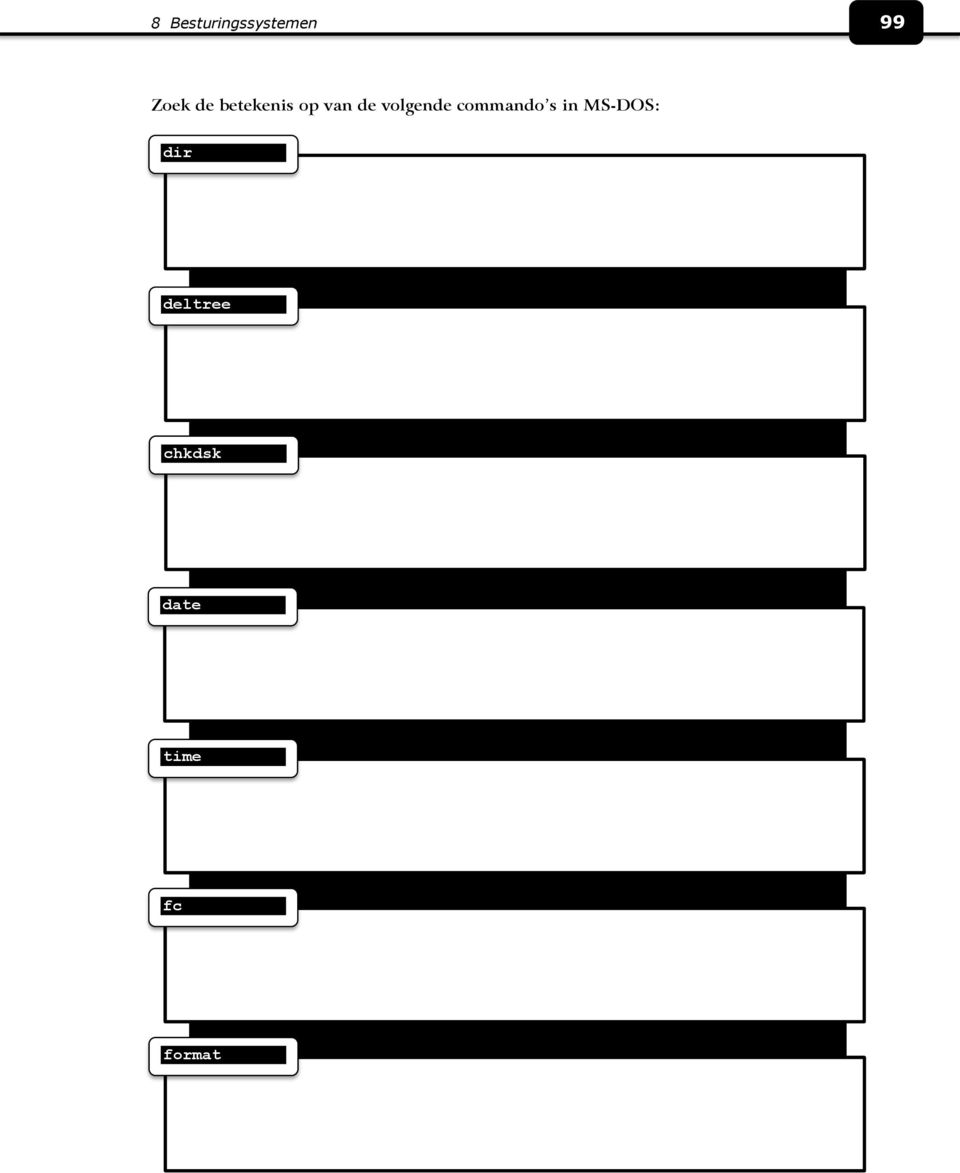 volgende commando s in MS-DOS: