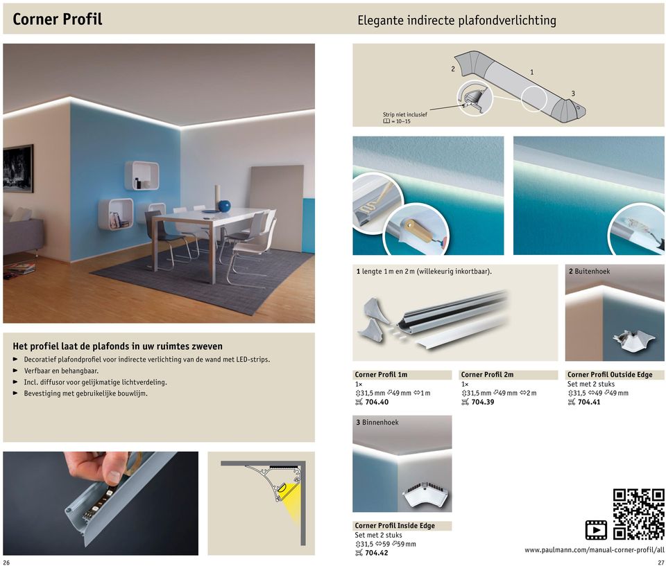 Verfbaar en behangbaar. >Incl. > diffusor voor gelijkmatige lichtverdeling. >Bevestiging > met gebruikelijke bouwlijm.