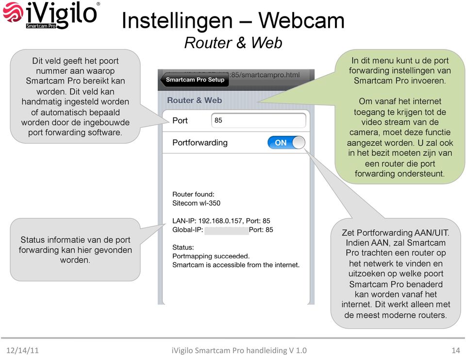 Om vanaf het internet toegang te krijgen tot de video stream van de camera, moet deze functie aangezet worden. U zal ook in het bezit moeten zijn van een router die port forwarding ondersteunt.