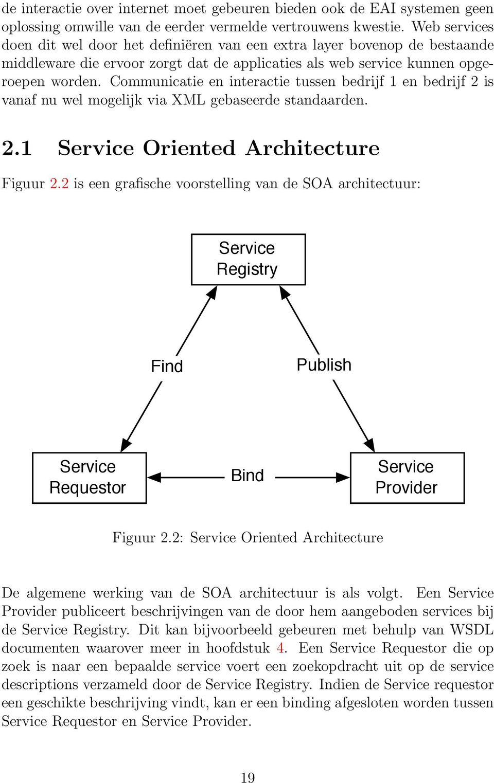 Communicatie en interactie tussen bedrijf 1 en bedrijf 2 is vanaf nu wel mogelijk via XML gebaseerde standaarden. 2.1 Service Oriented Architecture Figuur 2.
