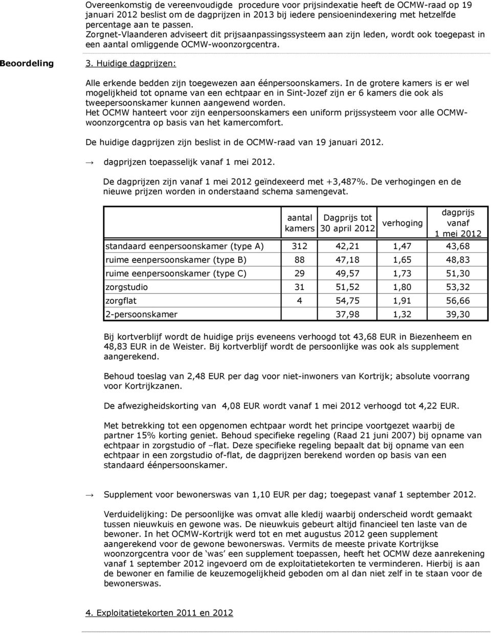 Huidige dagprijzen: Alle erkende bedden zijn toegewezen aan éénpersoonskamers.