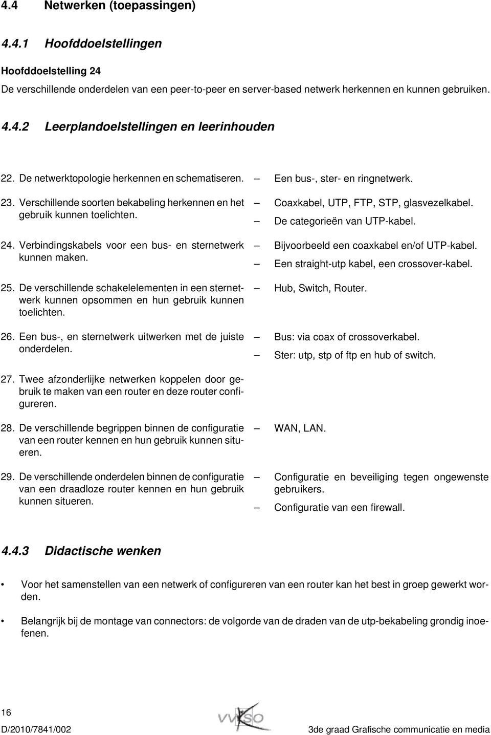 Verbindingskabels voor een bus- en sternetwerk kunnen maken. 25. De verschillende schakelelementen in een sternetwerk kunnen opsommen en hun gebruik kunnen toelichten. 26.