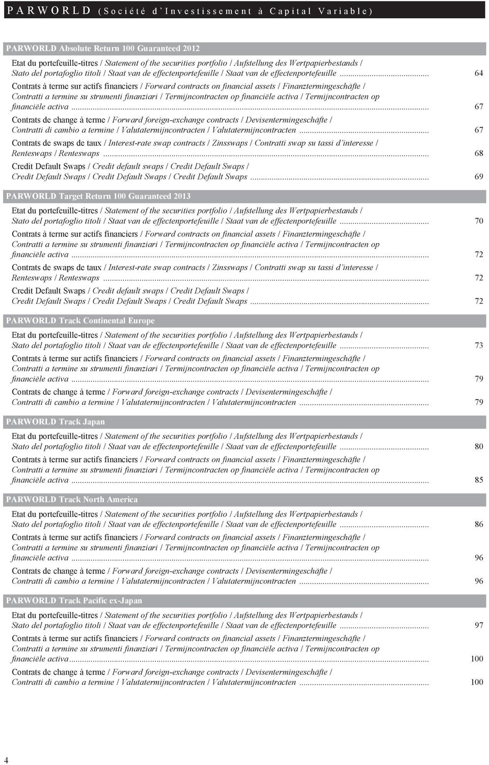 .. 64 Contrats à terme sur actifs financiers / Forward contracts on financial assets / Finanztermingeschäfte / Contratti a termine su strumenti finanziari / Termijncontracten op financiële activa /