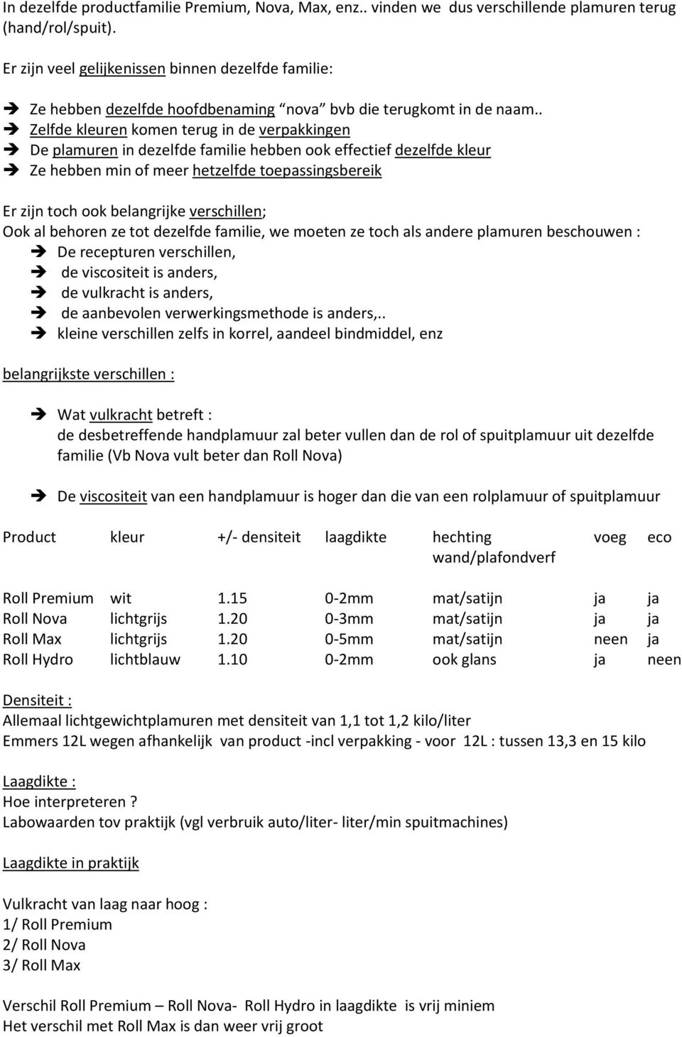 . Zelfde kleuren komen terug in de verpakkingen De plamuren in dezelfde familie hebben ook effectief dezelfde kleur Ze hebben min of meer hetzelfde toepassingsbereik Er zijn toch ook belangrijke