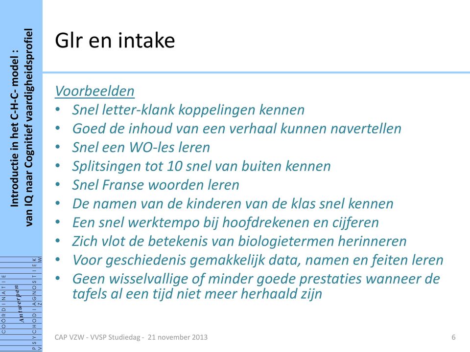 bij hoofdrekenen en cijferen Zich vlot de betekenis van biologietermen herinneren Voor geschiedenis gemakkelijk data, namen en feiten