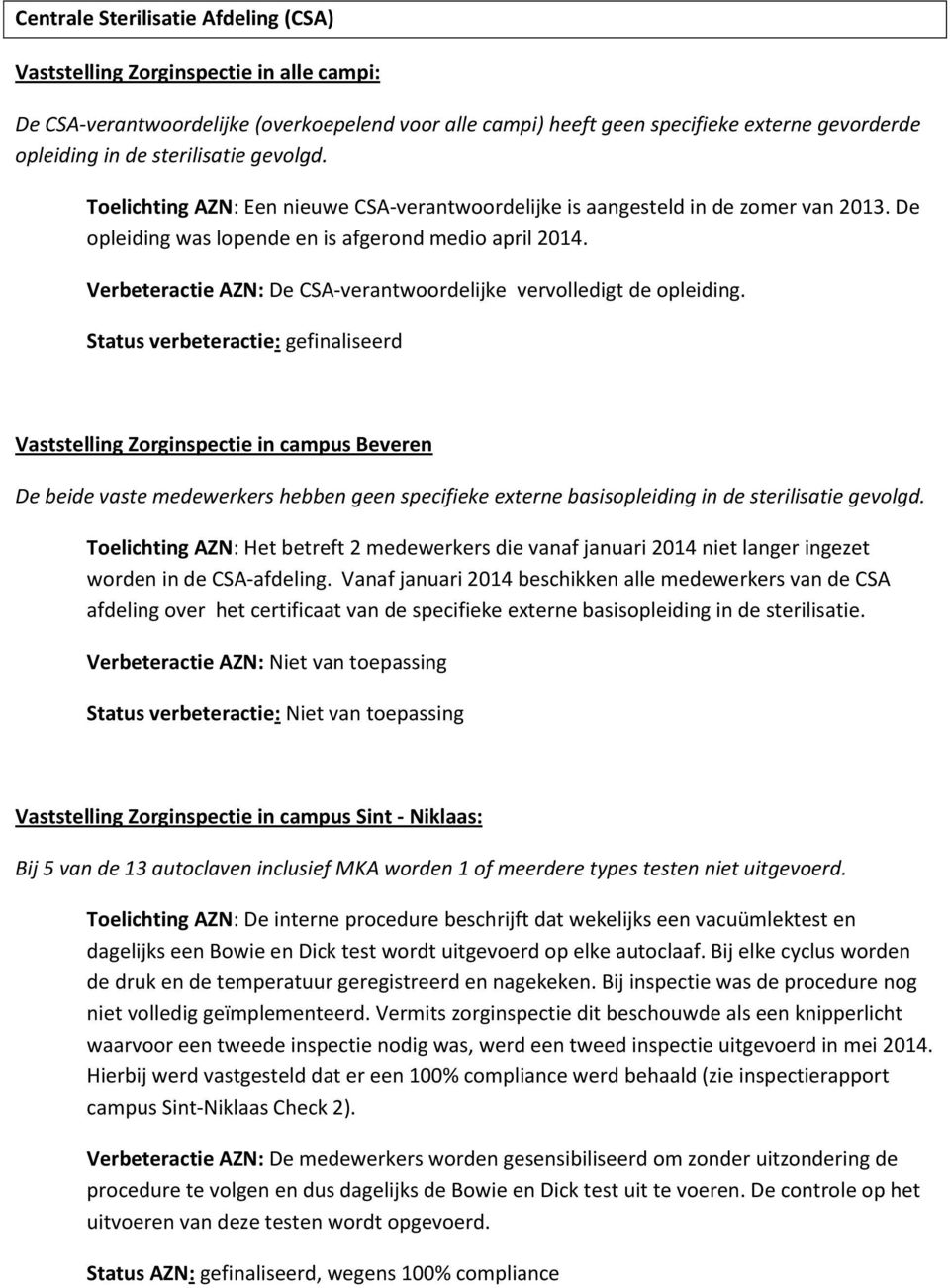 Verbeteractie AZN: De CSA-verantwoordelijke vervolledigt de opleiding.