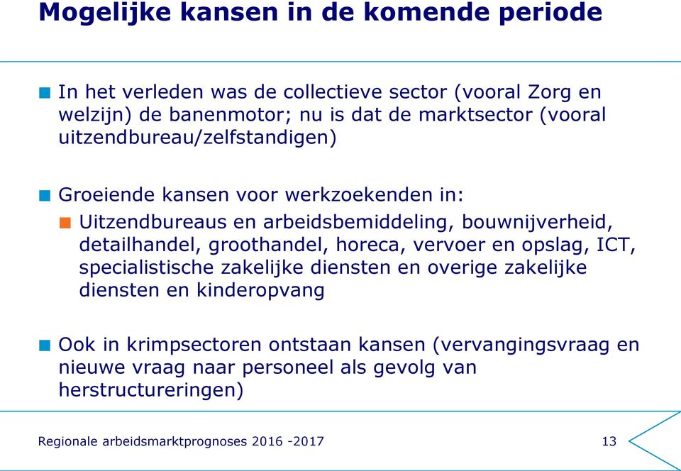 groothandel, horeca, vervoer en opslag, ICT, specialistische zakelijke diensten en overige zakelijke diensten en kinderopvang Ook in