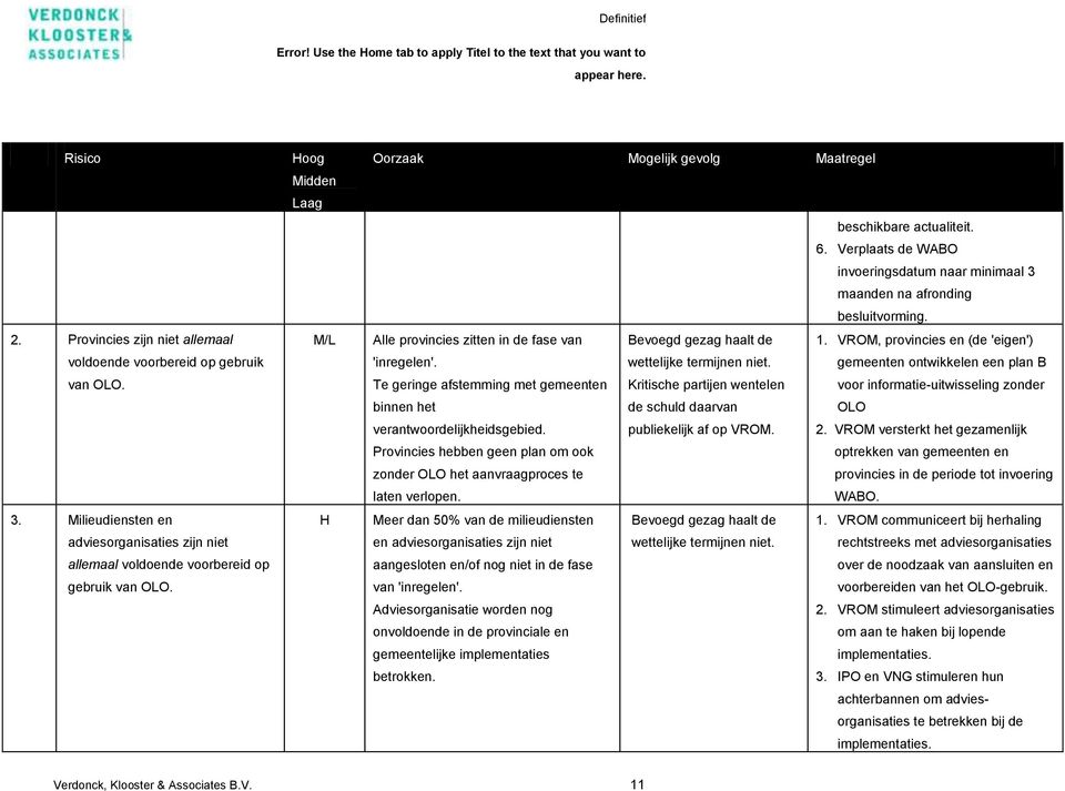 Alle provincies zitten in de fase van Bevoegd gezag haalt de 1. VROM, provincies en (de 'eigen') 'inregelen'. wettelijke termijnen niet.