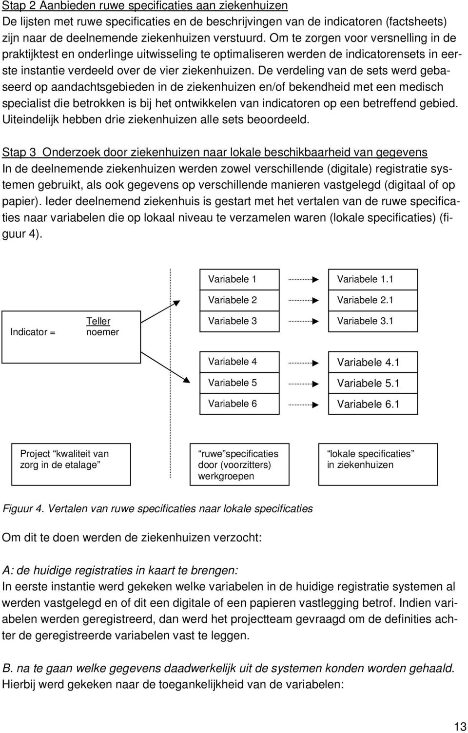 De verdeling van de sets werd gebaseerd op aandachtsgebieden in de ziekenhuizen en/of bekendheid met een medisch specialist die betrokken is bij het ontwikkelen van indicatoren op een betreffend