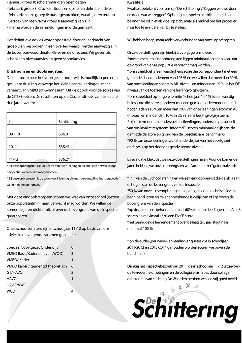 Opbrengsten spelen hierbij uiteraard een belangrijke rol, niet als doel op zich, maar als middel om het proces er naar toe te evalueren en bij te stellen.