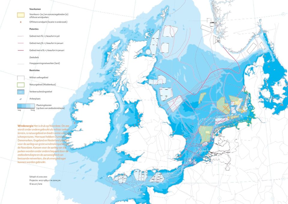 Plaatsingskosten (op basis van zeebodemdiepte) Windenergie Het is druk op Noordzee.