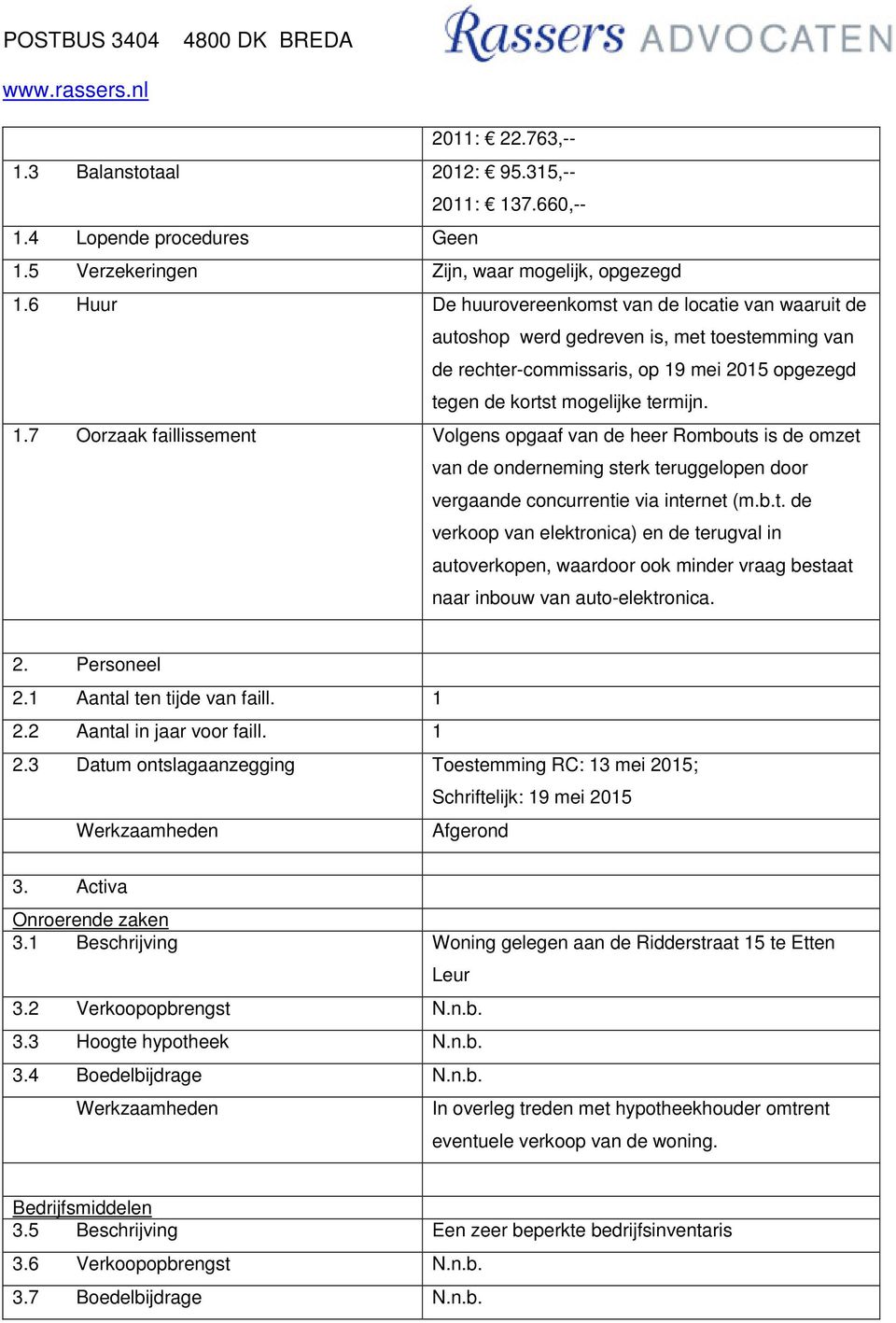 mei 2015 opgezegd tegen de kortst mogelijke termijn. 1.