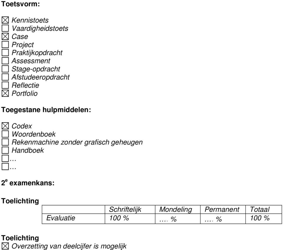 Rekenmachine zonder grafisch geheugen 2 e examenkans: Toelichting