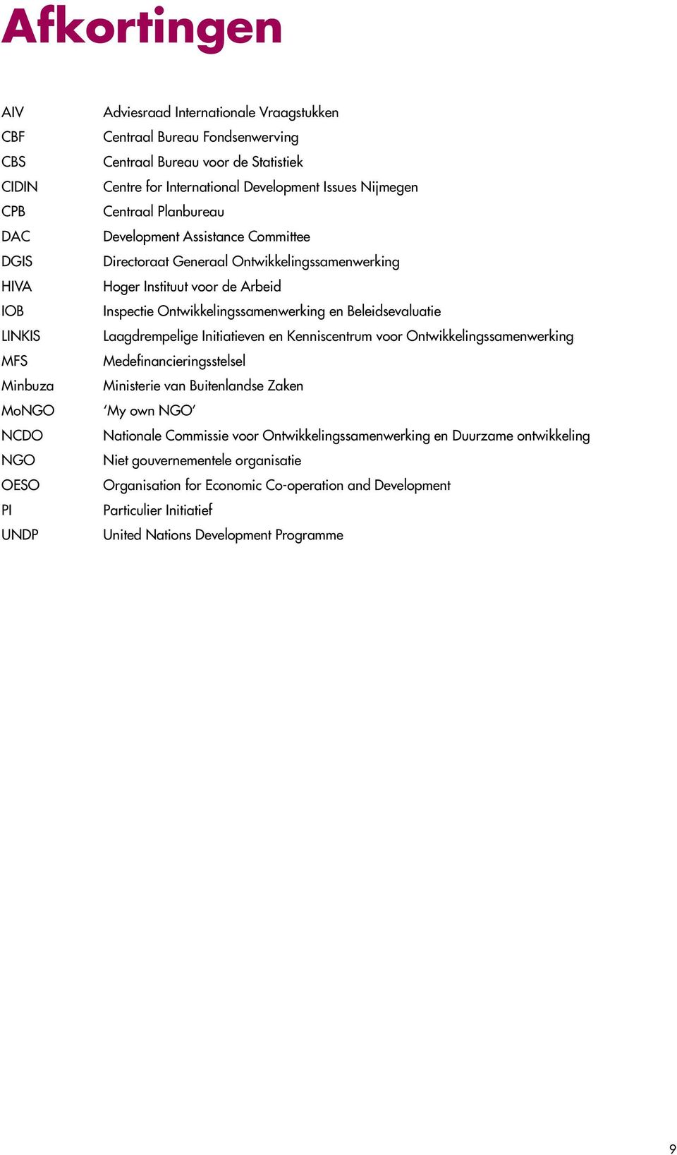 Inspectie Ontwikkelingssamenwerking en Beleidsevaluatie Laagdrempelige Initiatieven en Kenniscentrum voor Ontwikkelingssamenwerking Medefinancieringsstelsel Ministerie van Buitenlandse Zaken My own