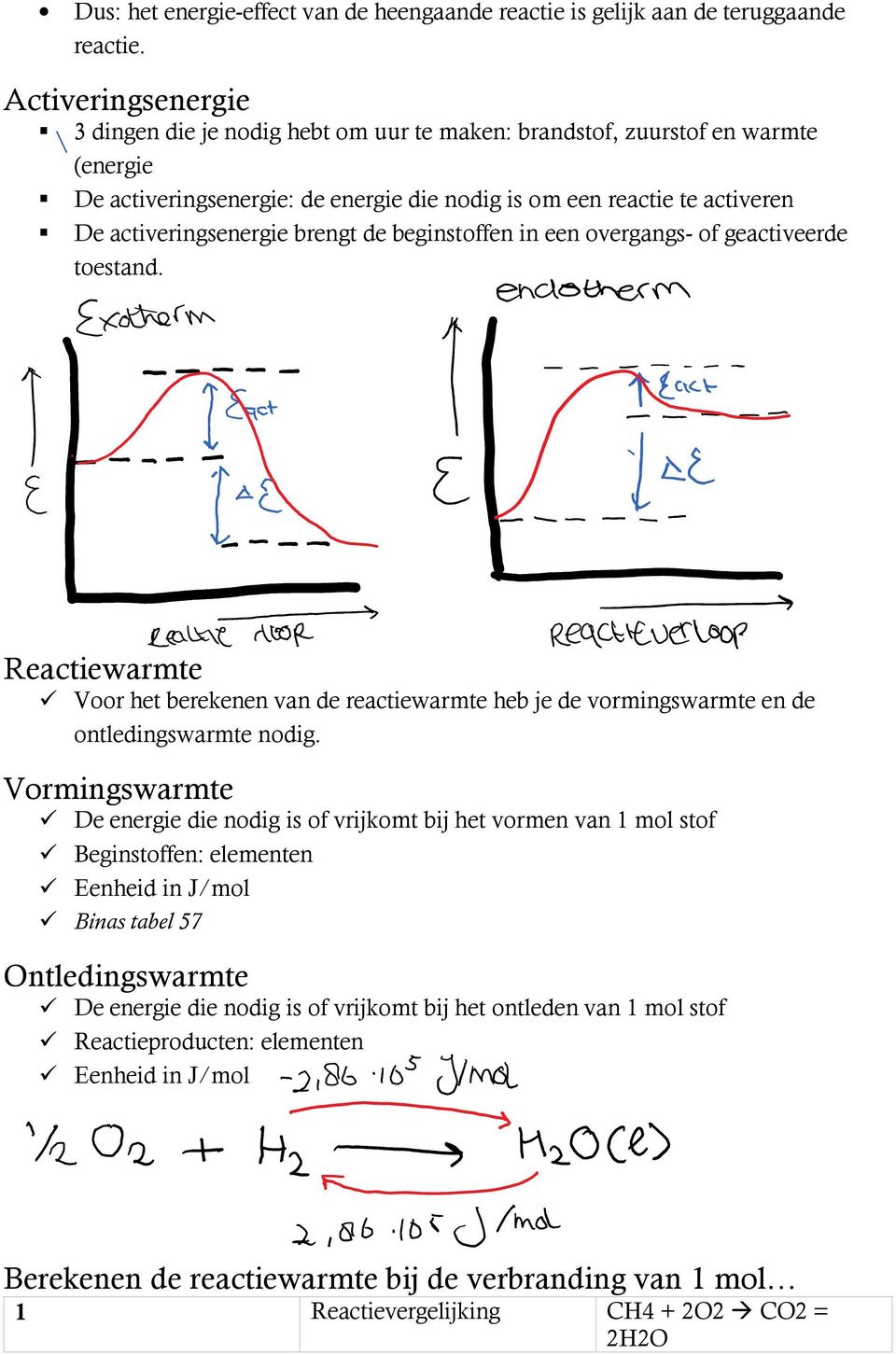 brengt de beginstoffen in een overgangs- of geactiveerde toestand. Reactiewarmte Voor het berekenen van de reactiewarmte heb je de vormingswarmte en de ontledingswarmte nodig.