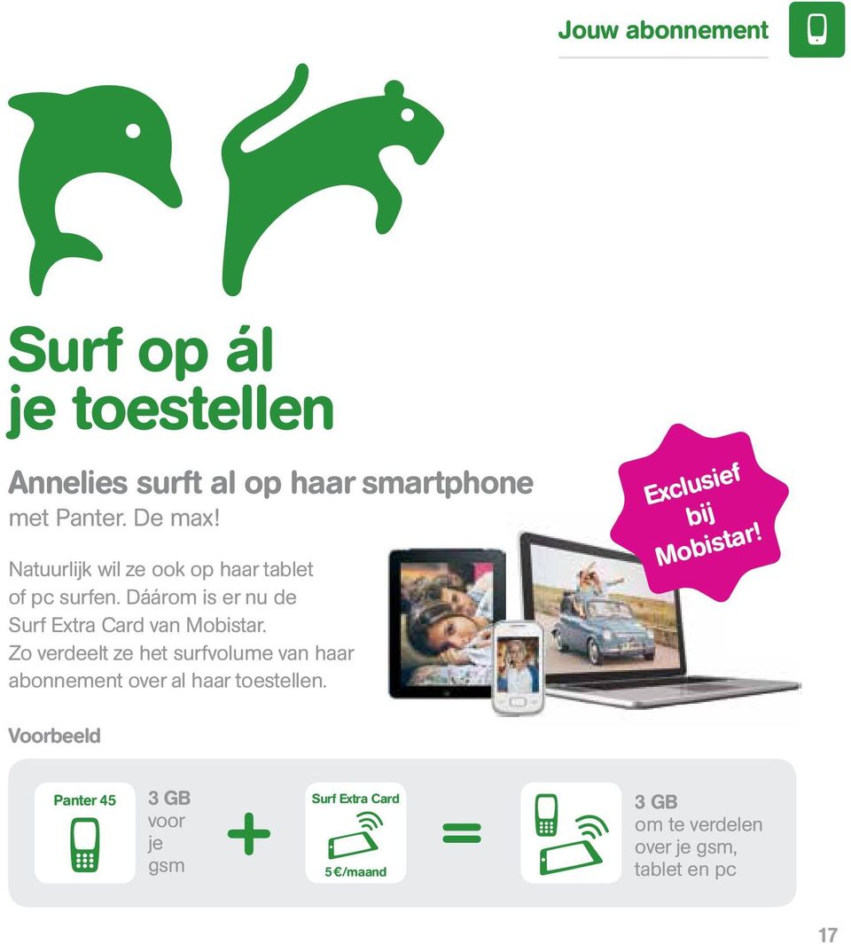 Zo verdeelt ze het surfvolume van haar abonnement over al haar toestellen. Exclusief bij Mobistar!