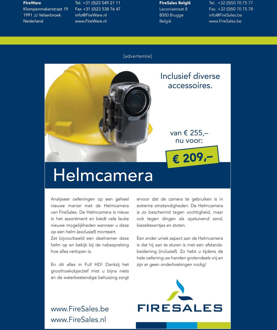 van 255, nu voor: Helmcamera 209, Analyseer oefeningen op een geheel nieuwe manier met de Helmcamera van FireSales.