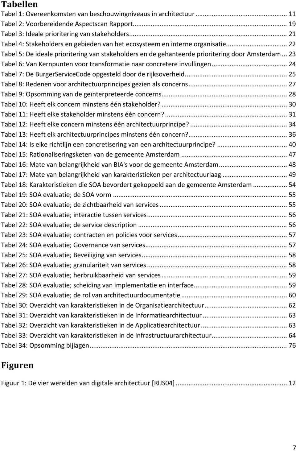 .. 23 Tabel 6: Van Kernpunten voor transformatie naar concretere invullingen... 24 Tabel 7: De BurgerServiceCode opgesteld door de rijksoverheid.