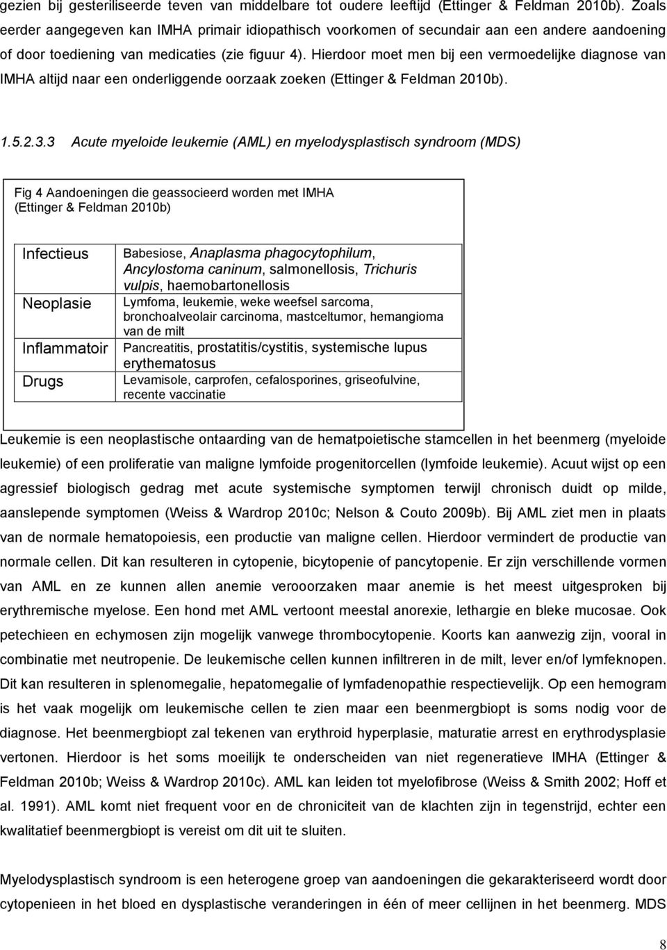 Hierdoor moet men bij een vermoedelijke diagnose van IMHA altijd naar een onderliggende oorzaak zoeken (Ettinger & Feldman 2010b). 1.5.2.3.