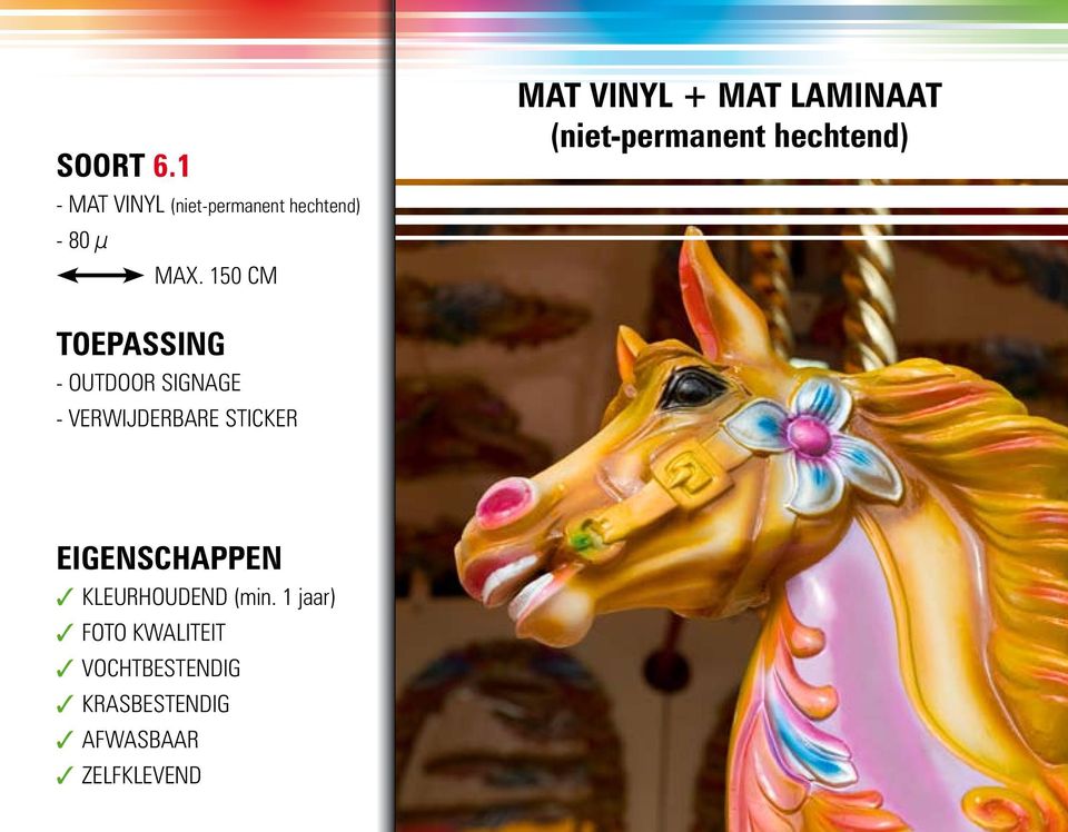 150 cm MAT VINYL + mat laminaat (niet-permanent