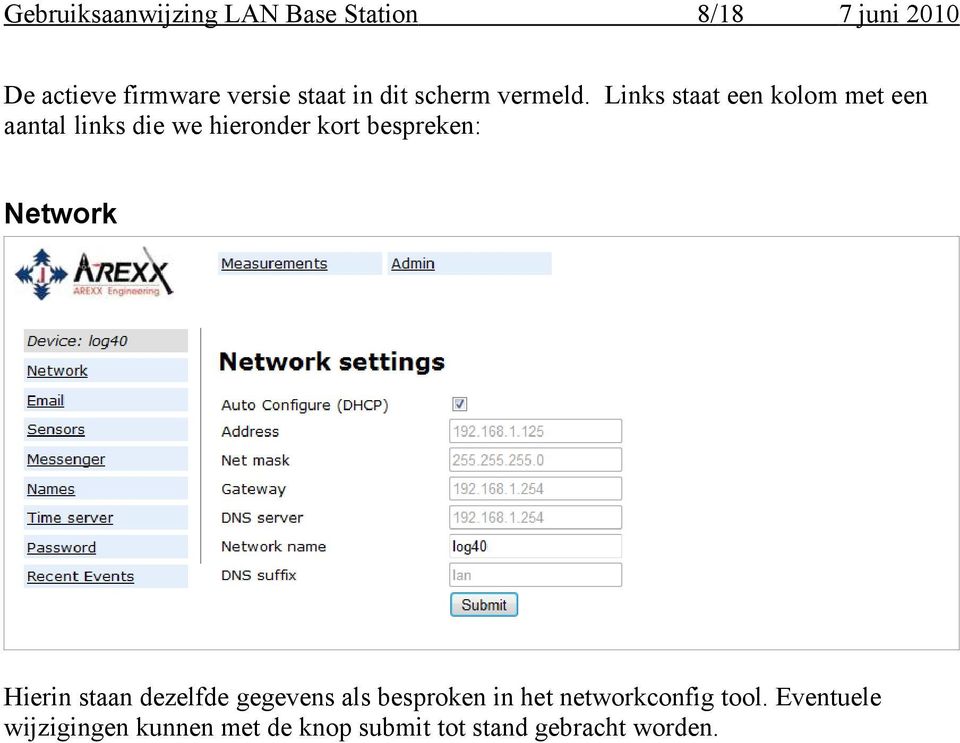 bespreken: Network Hierin staan dezelfde gegevens als besproken in het