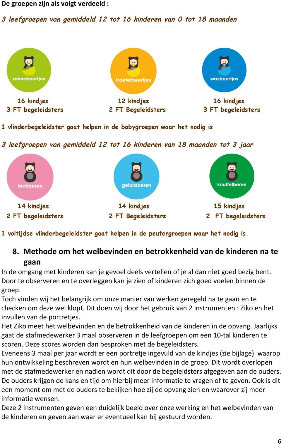 Begeleidsters 2 FT begeleidsters 1 voltijdse vlinderbegeleidster gaat helpen in de peutergroepen waar het nodig is. 8.