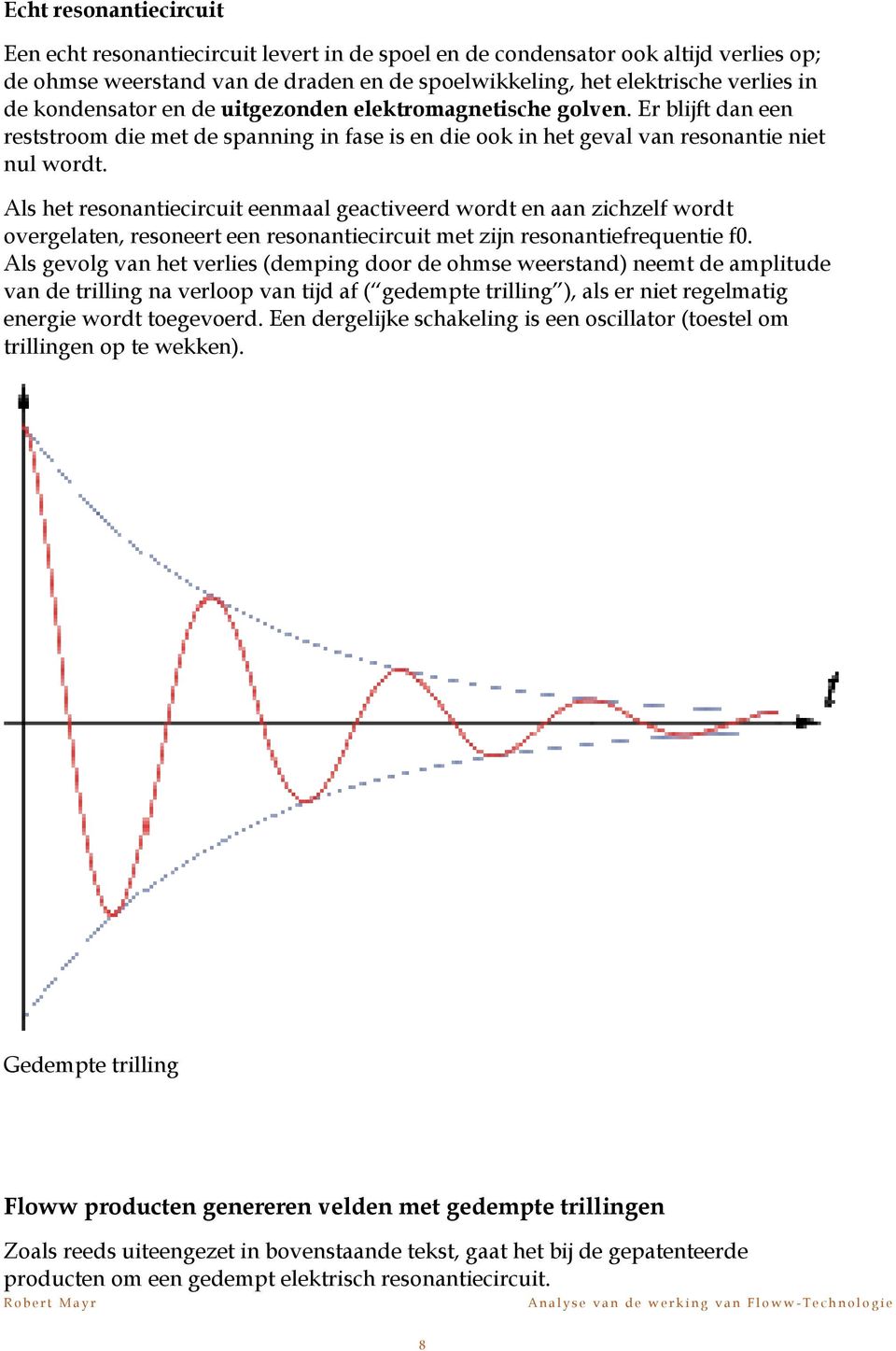 Als het resonantiecircuit eenmaal geactiveerd wordt en aan zichzelf wordt overgelaten, resoneert een resonantiecircuit met zijn resonantiefrequentie f0.