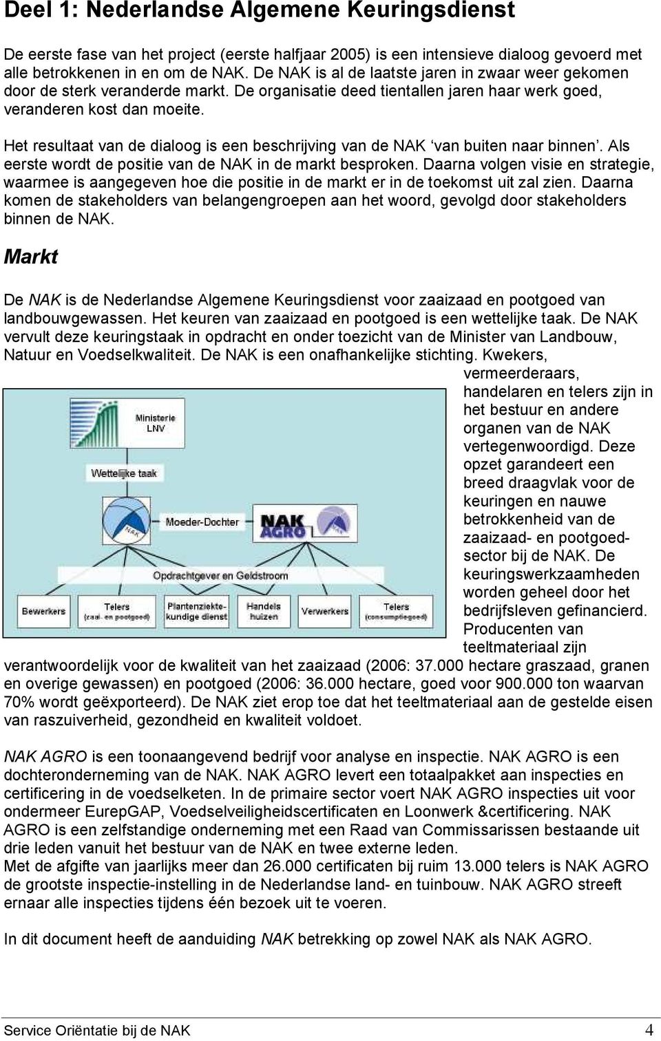 Het resultaat van de dialoog is een beschrijving van de NAK van buiten naar binnen. Als eerste wordt de positie van de NAK in de markt besproken.