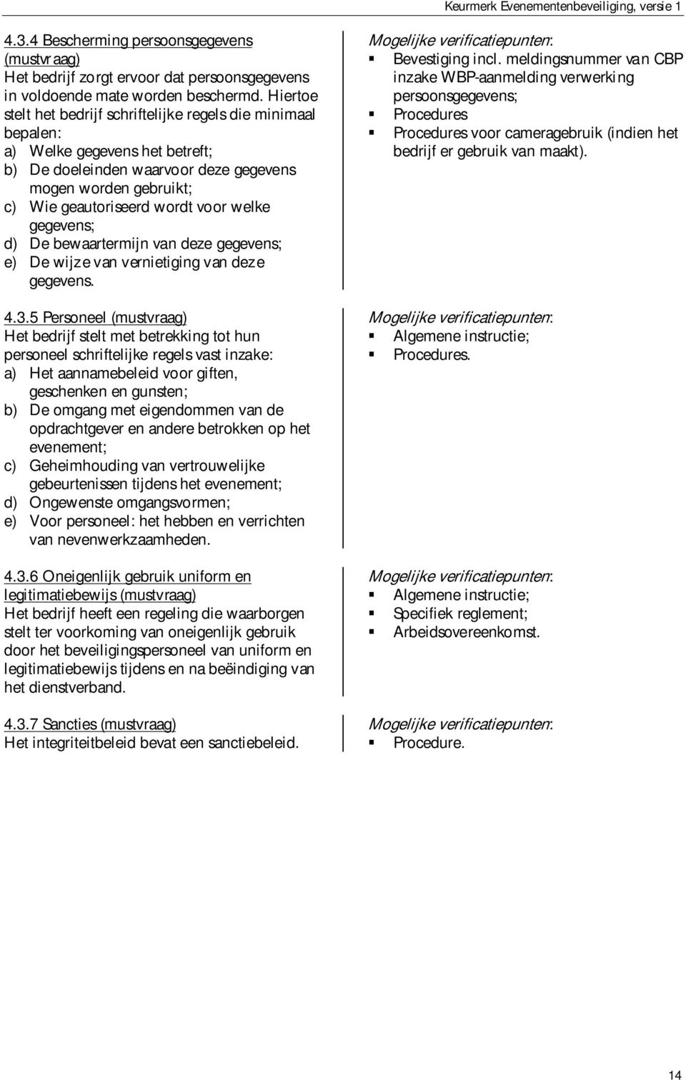 welke gegevens; d) De bewaartermijn van deze gegevens; e) De wijze van vernietiging van deze gegevens. 4.3.