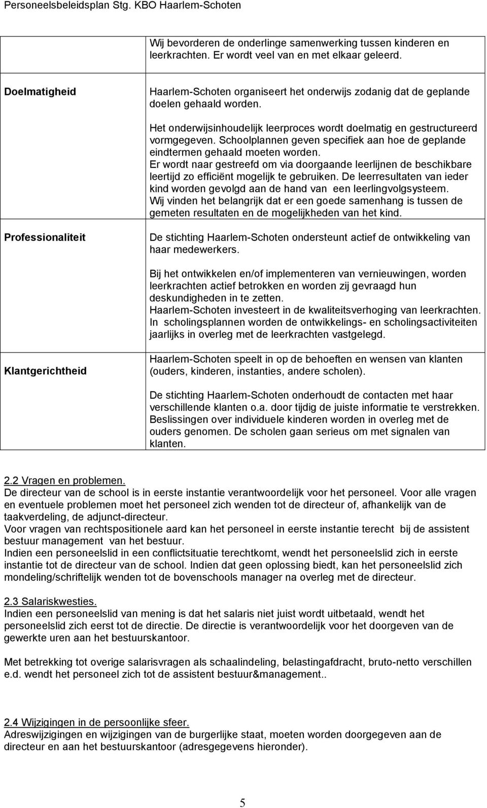 Schoolplannen geven specifiek aan hoe de geplande eindtermen gehaald moeten worden. Er wordt naar gestreefd om via doorgaande leerlijnen de beschikbare leertijd zo efficiënt mogelijk te gebruiken.