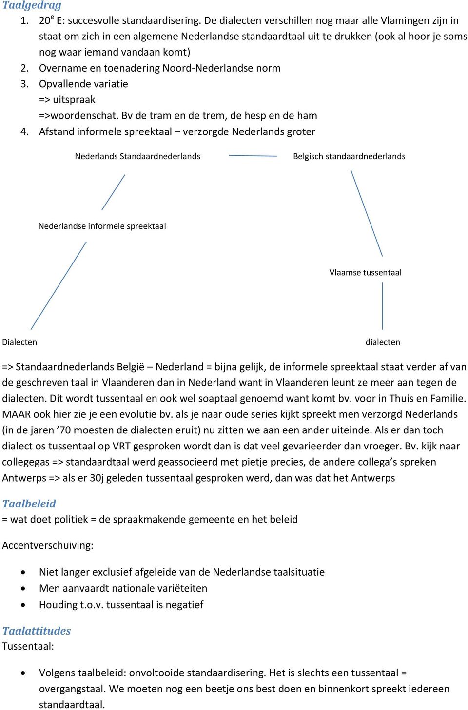 Overname en toenadering Noord-Nederlandse norm 3. Opvallende variatie => uitspraak =>woordenschat. Bv de tram en de trem, de hesp en de ham 4.