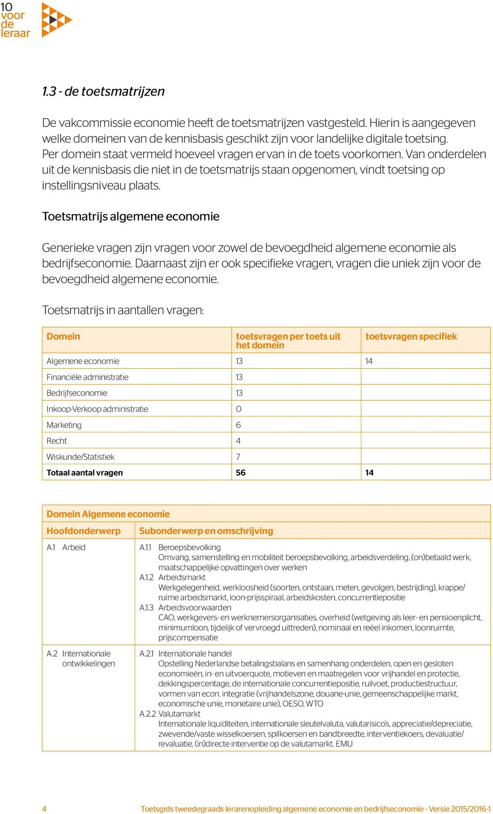 Toetsmatrijs algemene economie Generieke vragen zijn vragen voor zowel de bevoegdheid algemene economie als bedrijfseconomie.