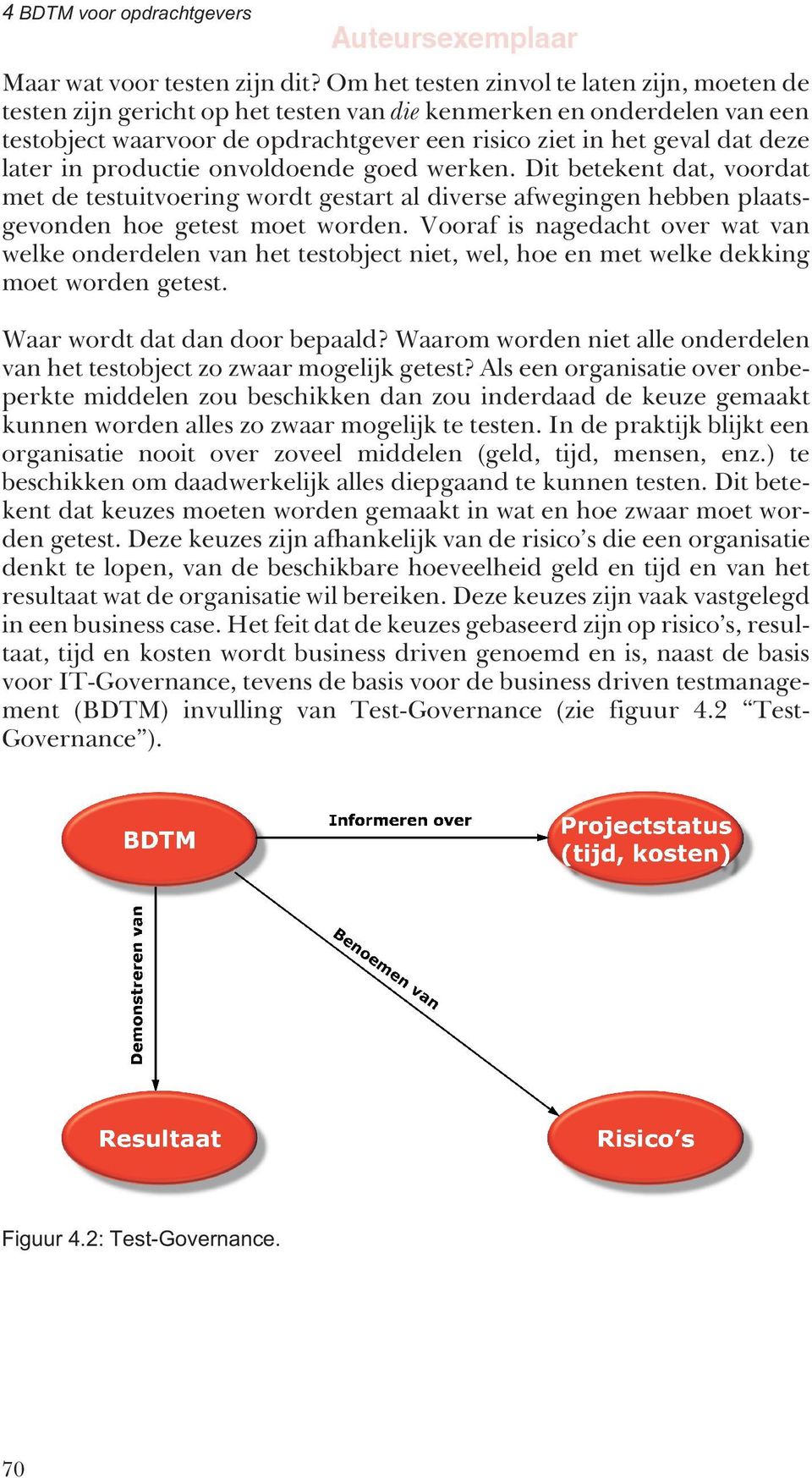 later in productie onvoldoende goed werken. Dit betekent dat, voordat met de testuitvoering wordt gestart al diverse afwegingen hebben plaatsgevonden hoe getest moet worden.