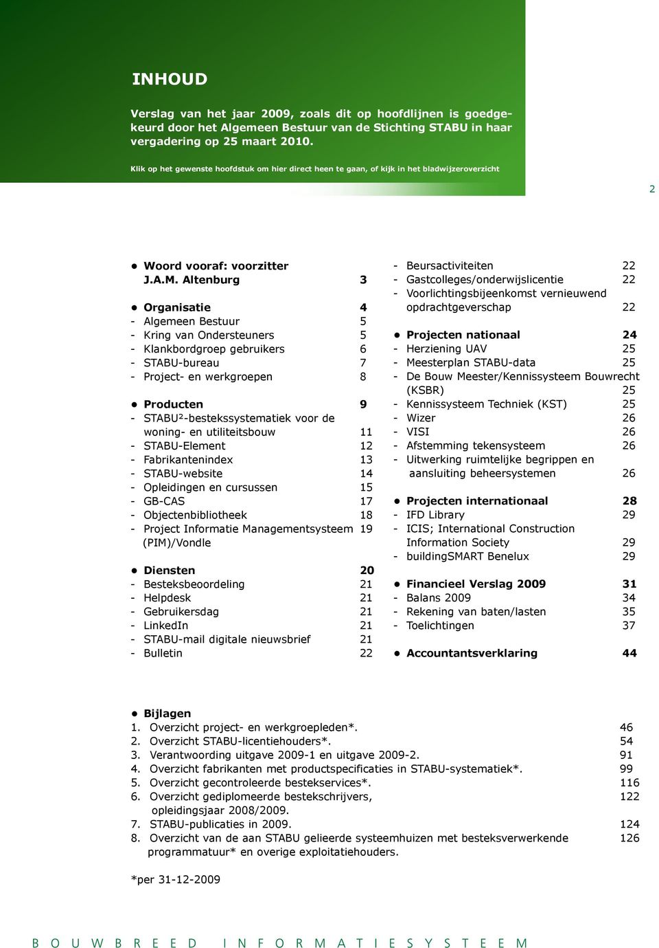 Altenburg 3 Organisatie 4 - Algemeen Bestuur 5 - Kring van Ondersteuners 5 - Klankbordgroep gebruikers 6 - STABU-bureau 7 - Project- en werkgroepen 8 Producten 9 - STABU²-bestekssystematiek voor de