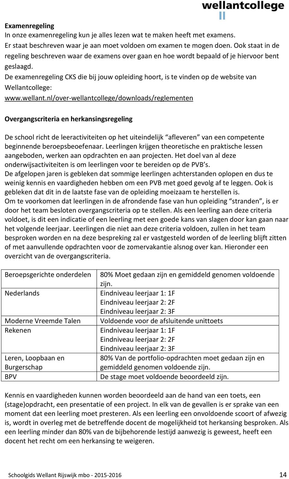 De examenregeling CKS die bij jouw opleiding hoort, is te vinden op de website van Wellantcollege: www.wellant.