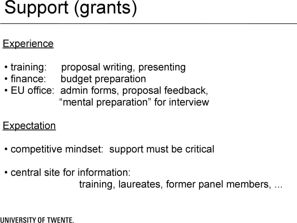 preparation for interview Expectation competitive mindset: support must be