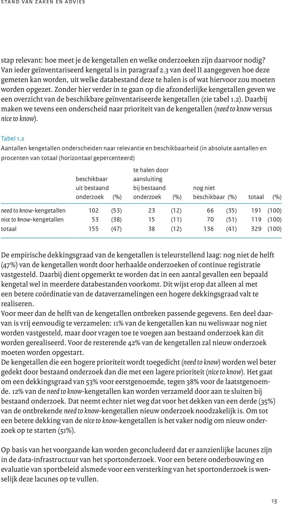 Zonder hier verder in te gaan op die afzonderlijke kengetallen geven we een overzicht van de beschikbare geïnventariseerde kengetallen (zie tabel 1.2).