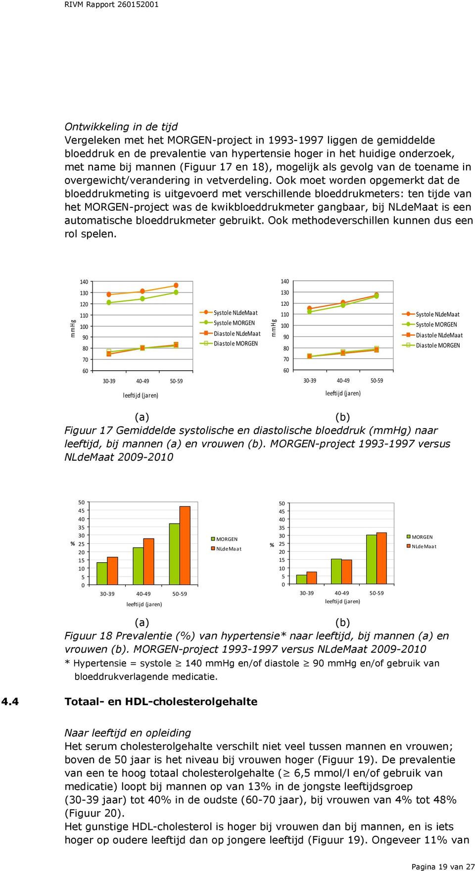 Ook moet worden opgemerkt dat de bloeddrukmeting is uitgevoerd met verschillende bloeddrukmeters: ten tijde van het MORGEN-project was de kwikbloeddrukmeter gangbaar, bij NLdeMaat is een automatische