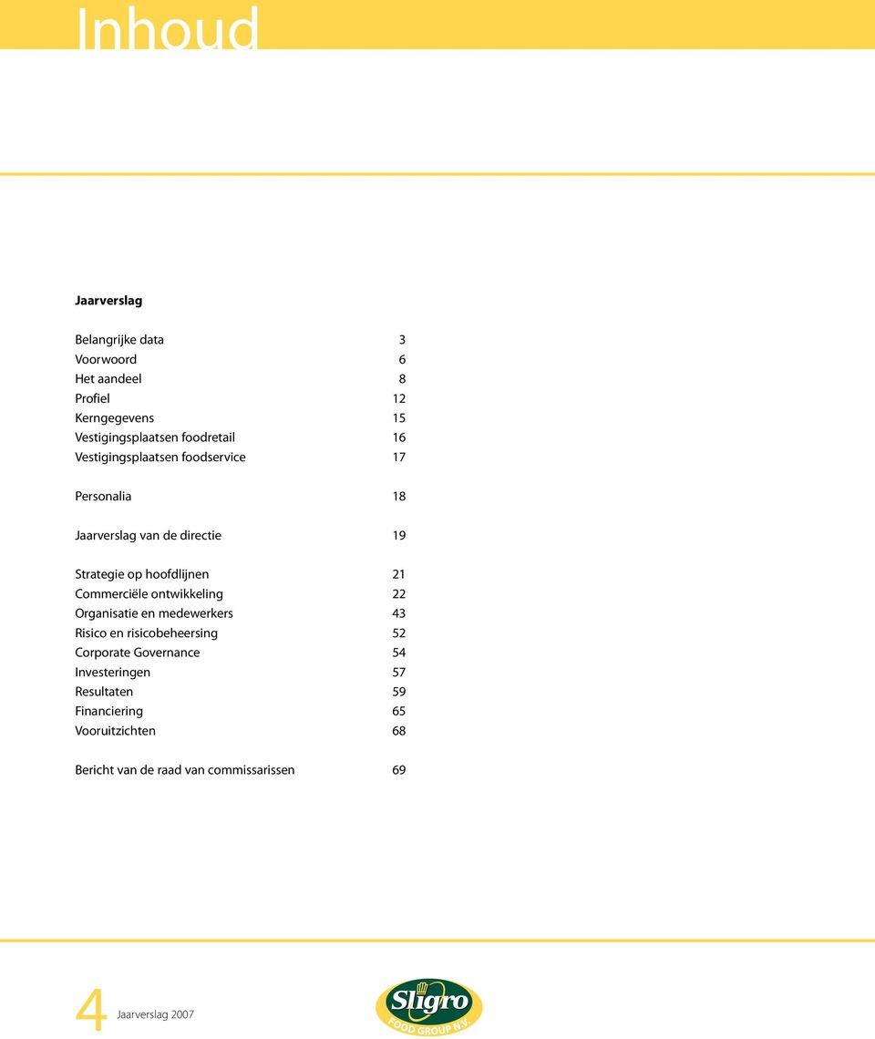 21 Commerciële ontwikkeling 22 Organisatie en medewerkers 43 Risico en risicobeheersing 52 Corporate Governance 54