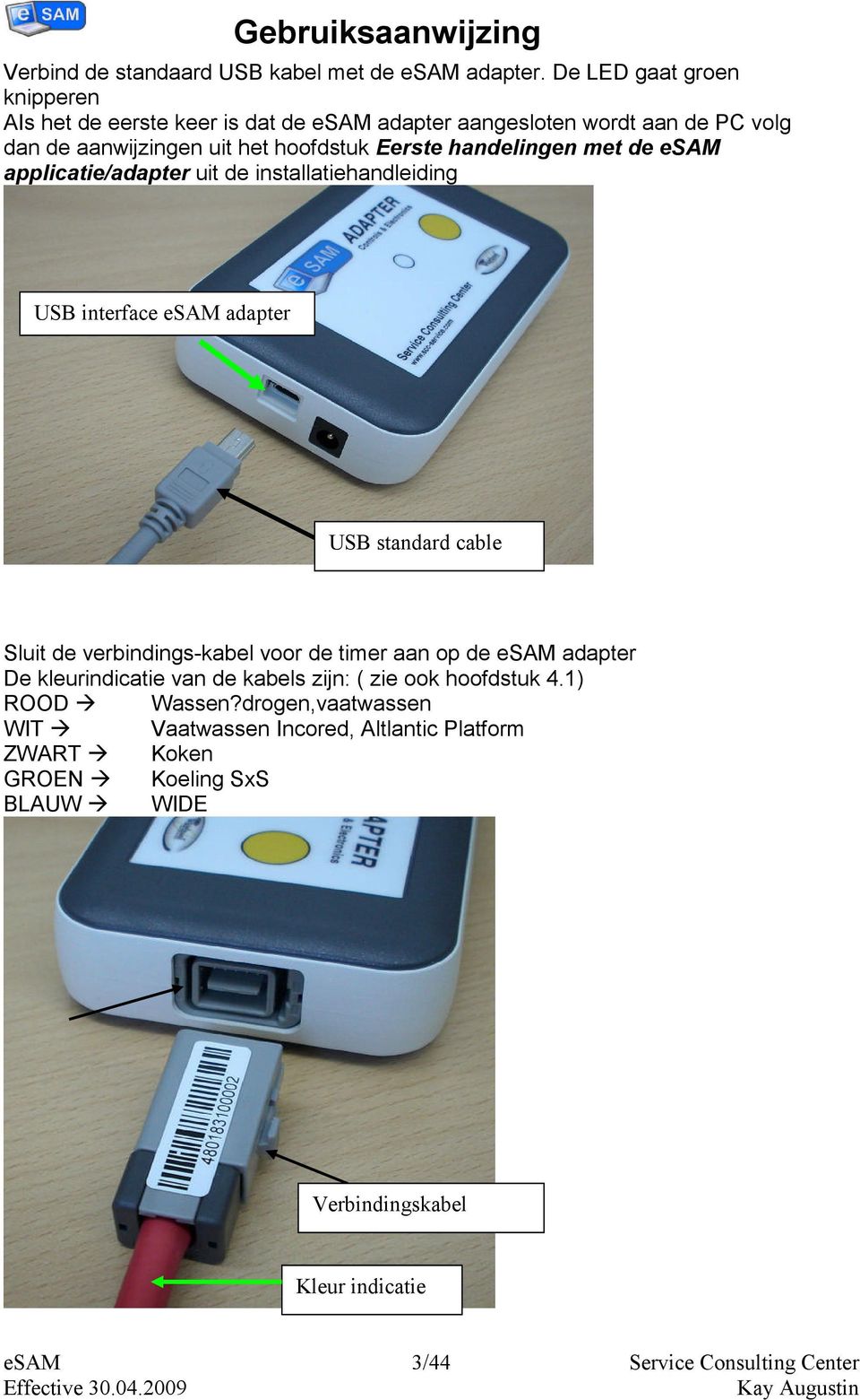 Eerste handelingen met de applicatie/adapter uit de installatiehandleiding USB interface adapter USB standard cable Sluit de verbindings-kabel