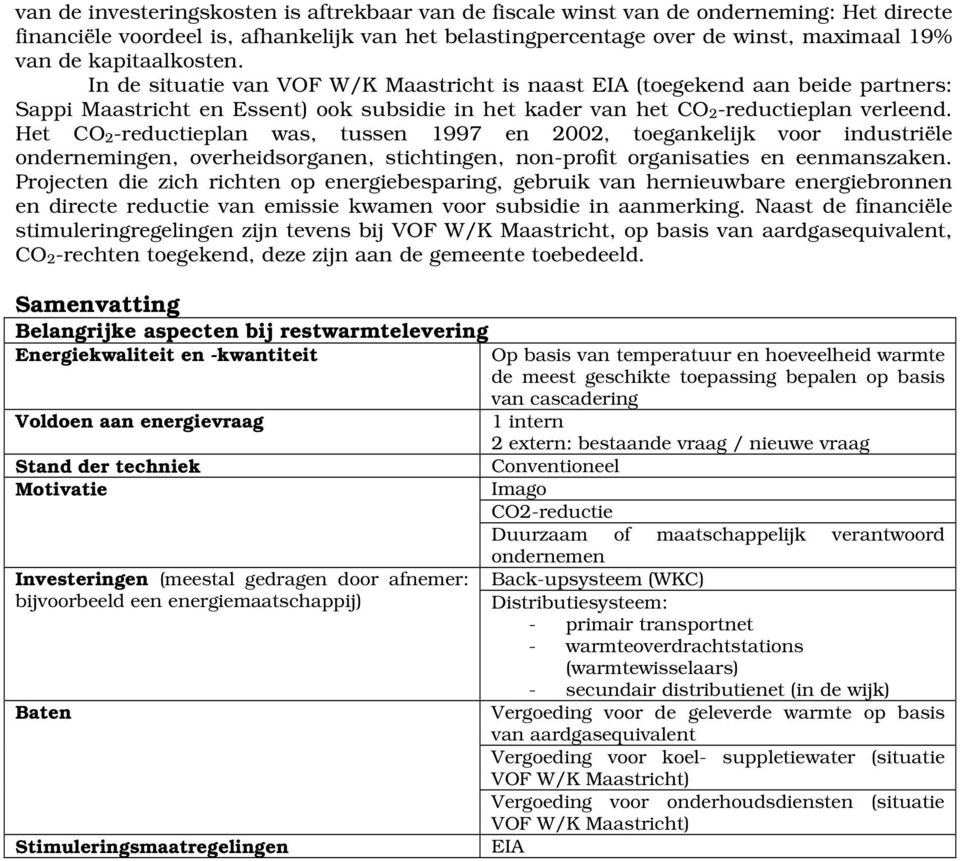 Het CO -reductieplan was, tussen 997 en 00, toegankelijk voor industriële ondernemingen, overheidsorganen, stichtingen, non-profit organisaties en eenmanszaken.