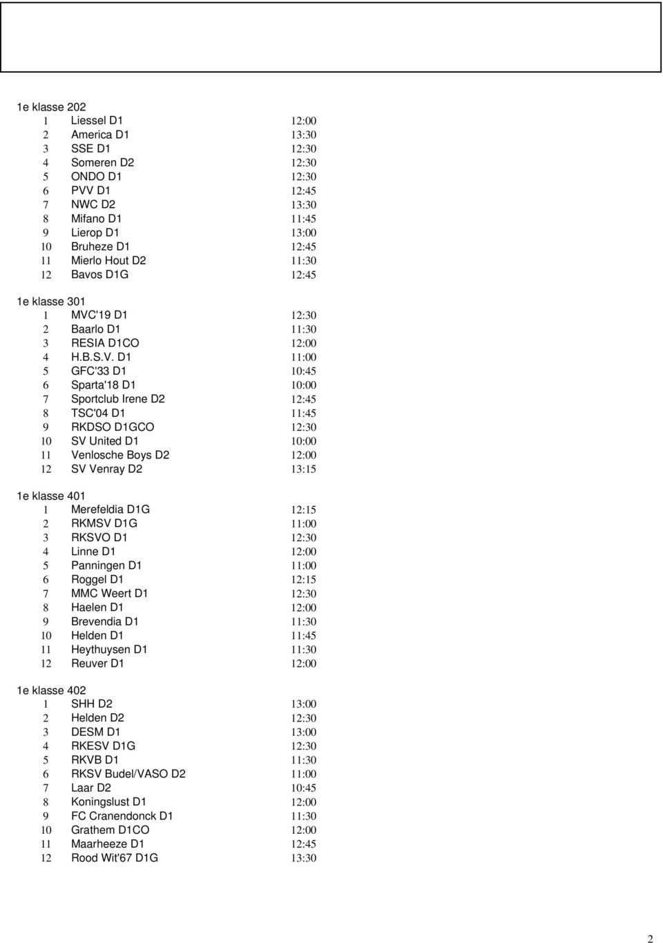 '19 D1 2 Baarlo D1 3 RESIA D1CO 4 H.B.S.V.