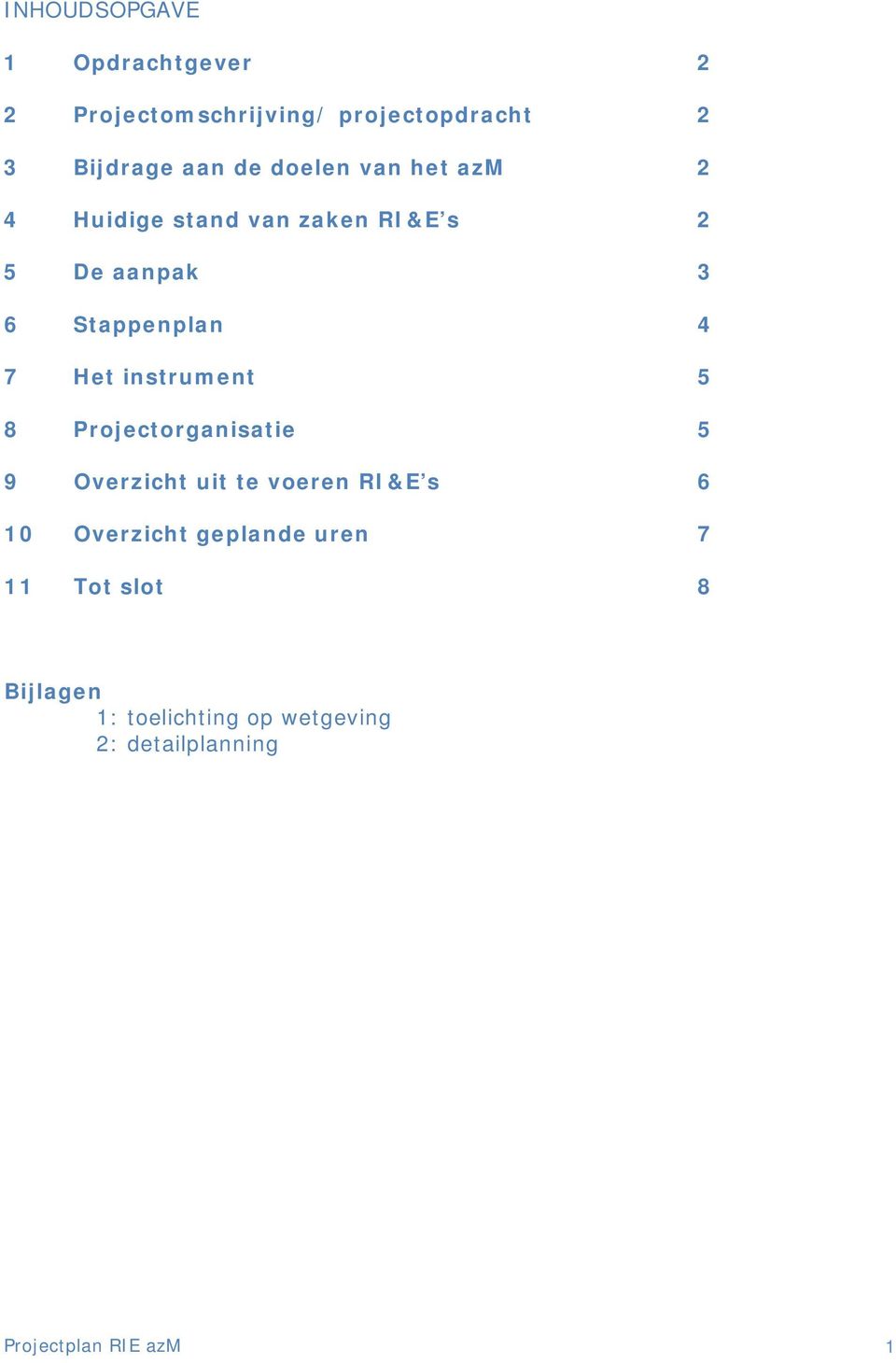 instrument 5 8 Projectorganisatie 5 9 Overzicht uit te voeren RI&E s 6 10 Overzicht geplande