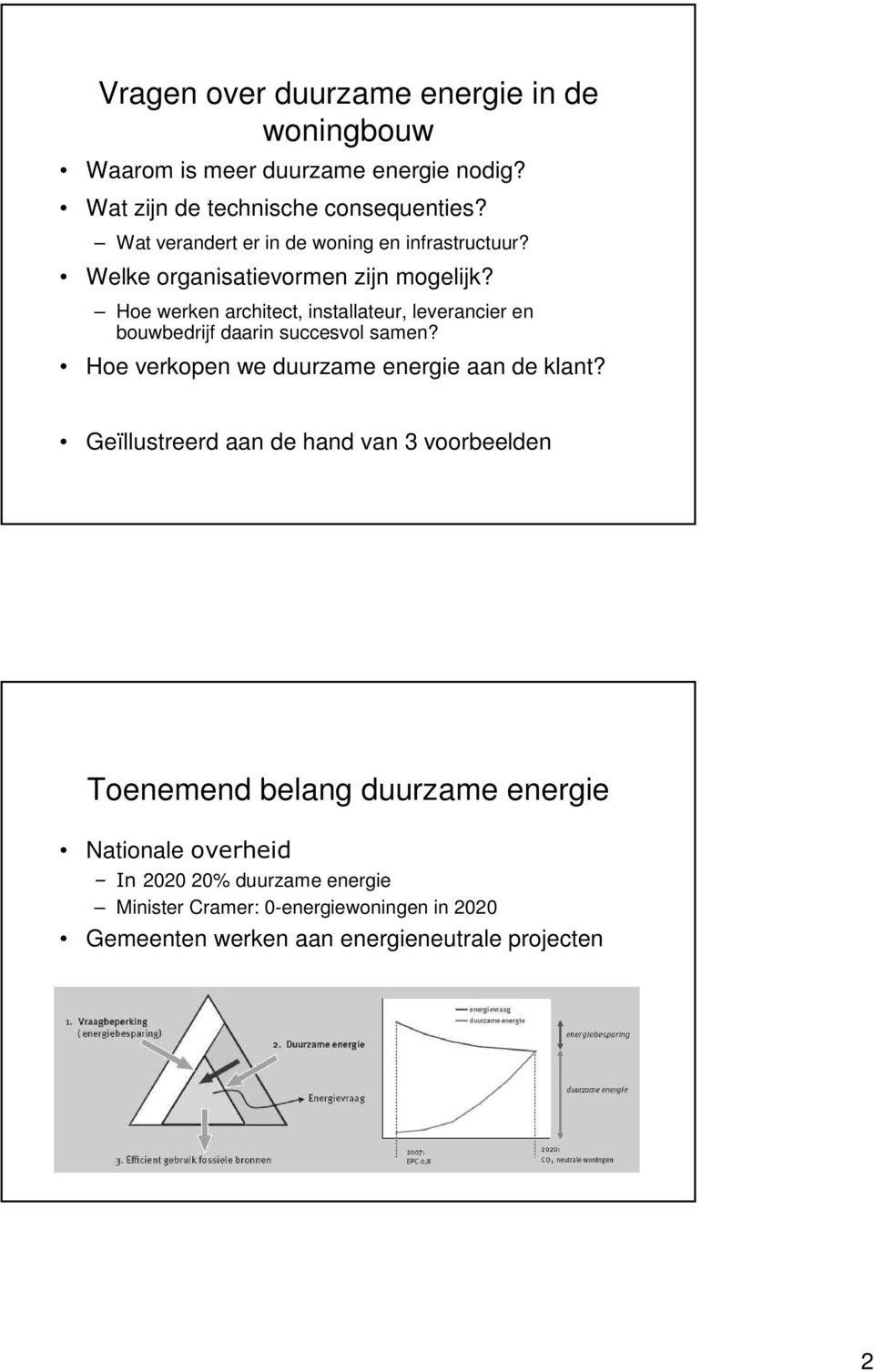 Hoe werken architect, installateur, leverancier en bouwbedrijf daarin succesvol samen? Hoe verkopen we duurzame energie aan de klant?