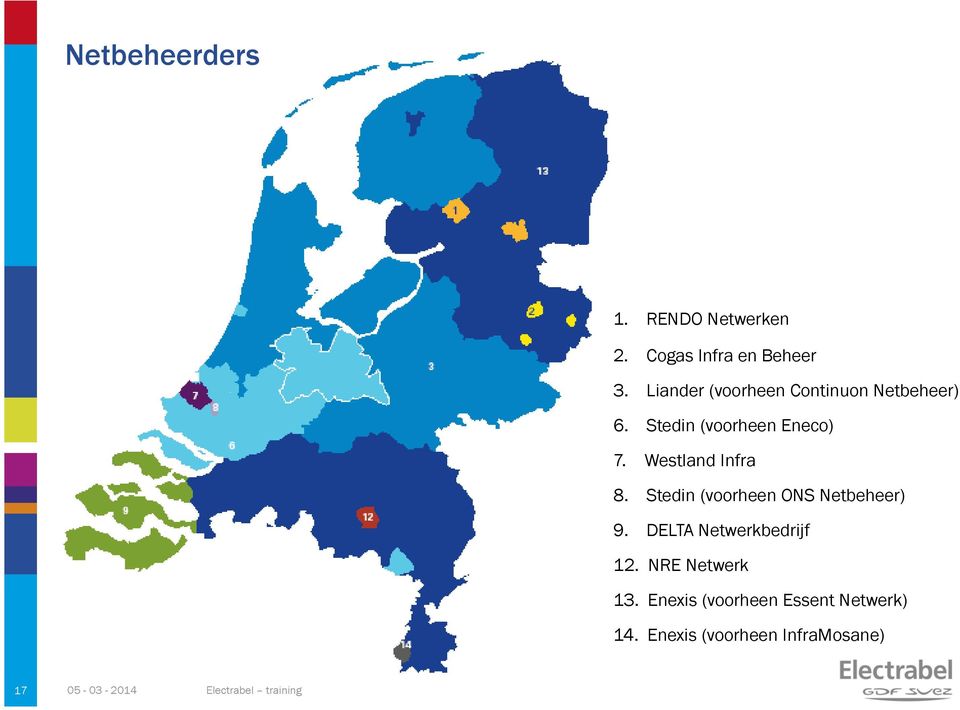 Westland Infra 8. Stedin (voorheen ONS Netbeheer) 9. DELTA Netwerkbedrijf 12.