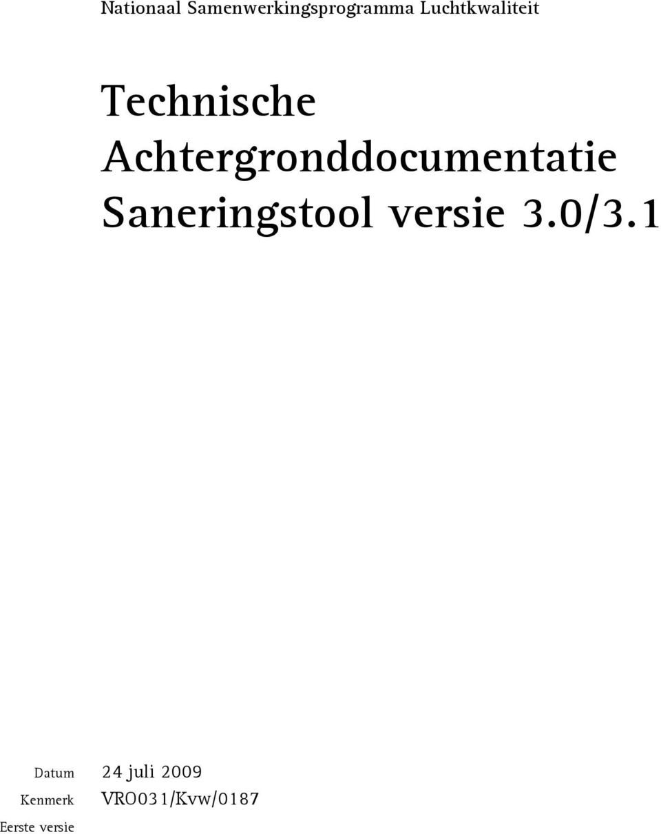 Achtergronddocumentatie Saneringstool