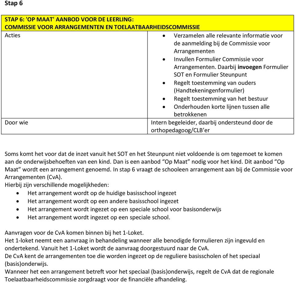 Daarbij invoegen Formulier SOT en Formulier Steunpunt Regelt toestemming van ouders (Handtekeningenformulier) Regelt toestemming van het bestuur Onderhouden korte lijnen tussen alle betrokkenen