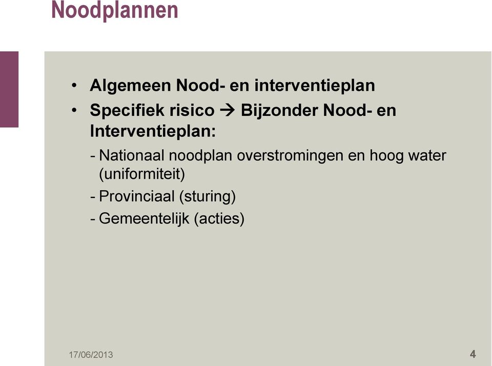 noodplan overstromingen en hoog water (uniformiteit) -